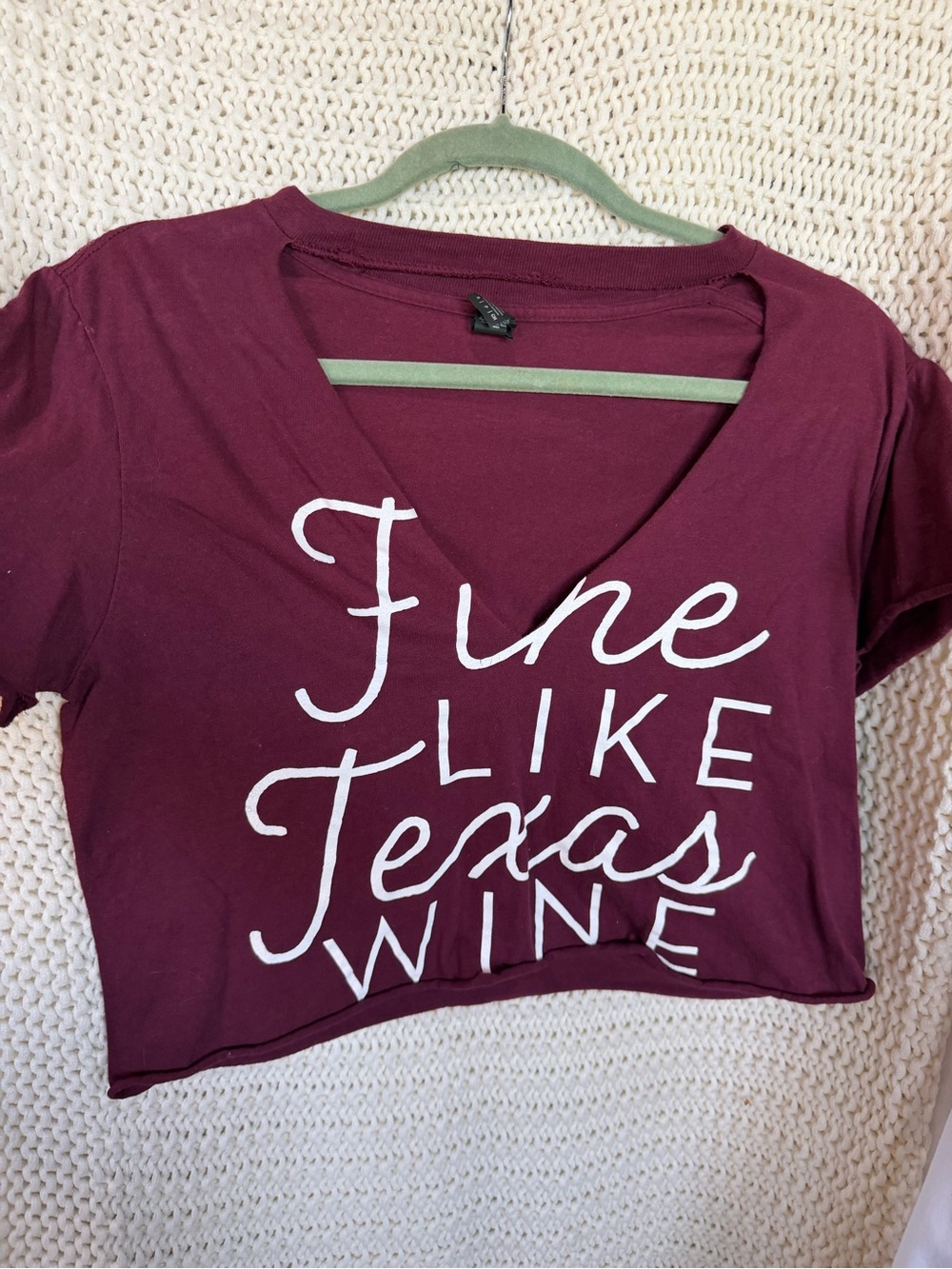 Like new - Wine-Colored 'Fine Like Texas Wine' V-Neck Women's Top